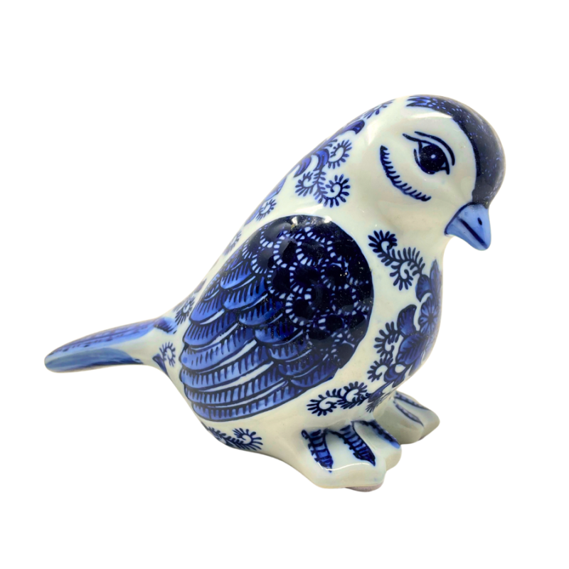 5.5" Downward Facing Blue & White Chinoiserie Bird