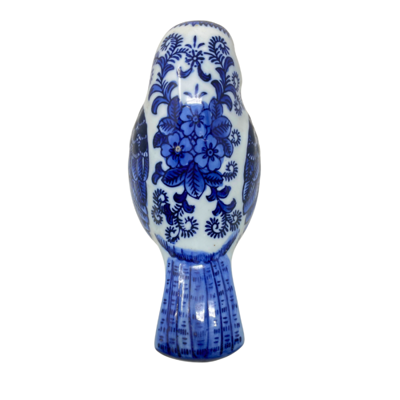 5.5" Downward Facing Blue & White Chinoiserie Bird