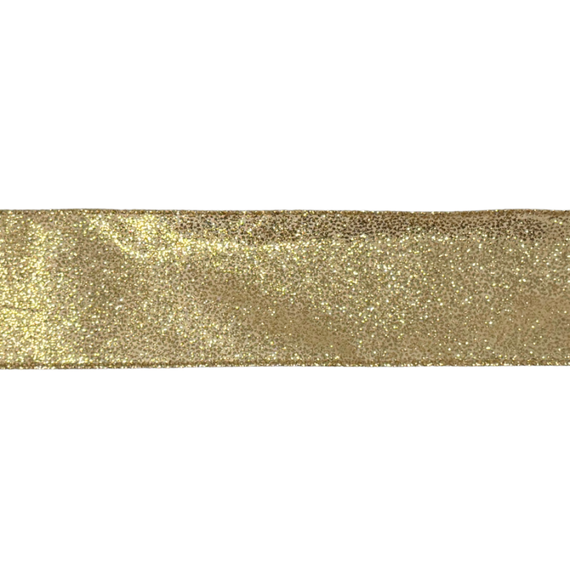 2.5" x100ft Gold Glitter Ribbon