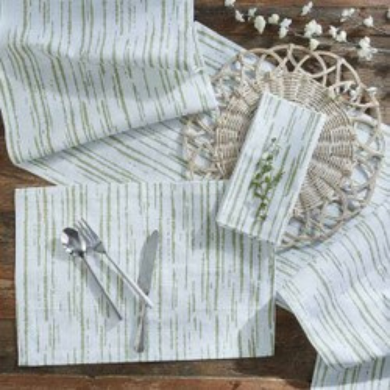 Green & White Napkin- Cara Stripe