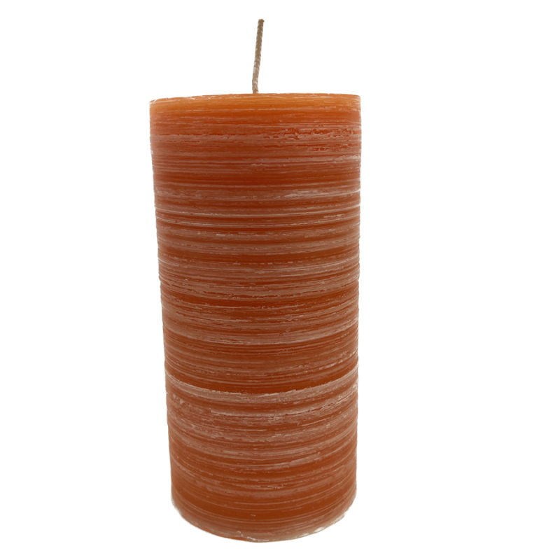 Brush Pillar Candle - Orange - 3" x 6"