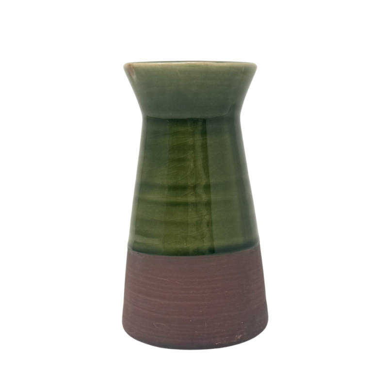 5.5" Two-toned Green & Brown Ceramic Vase