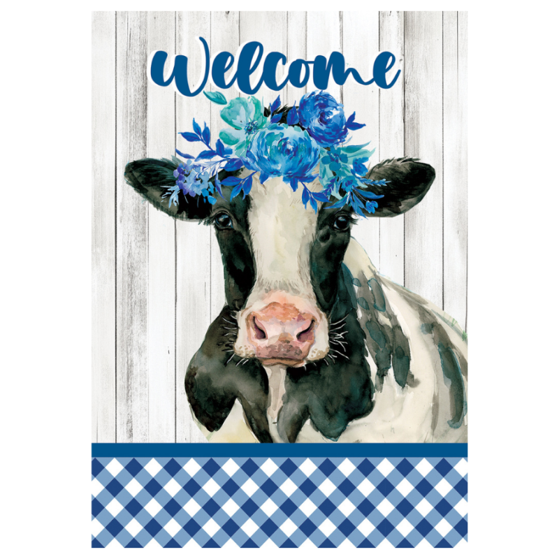 Cow with Flowers Garden Flag