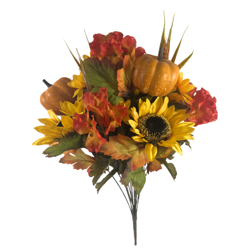 23" Pumpkins & Sunflower Bush