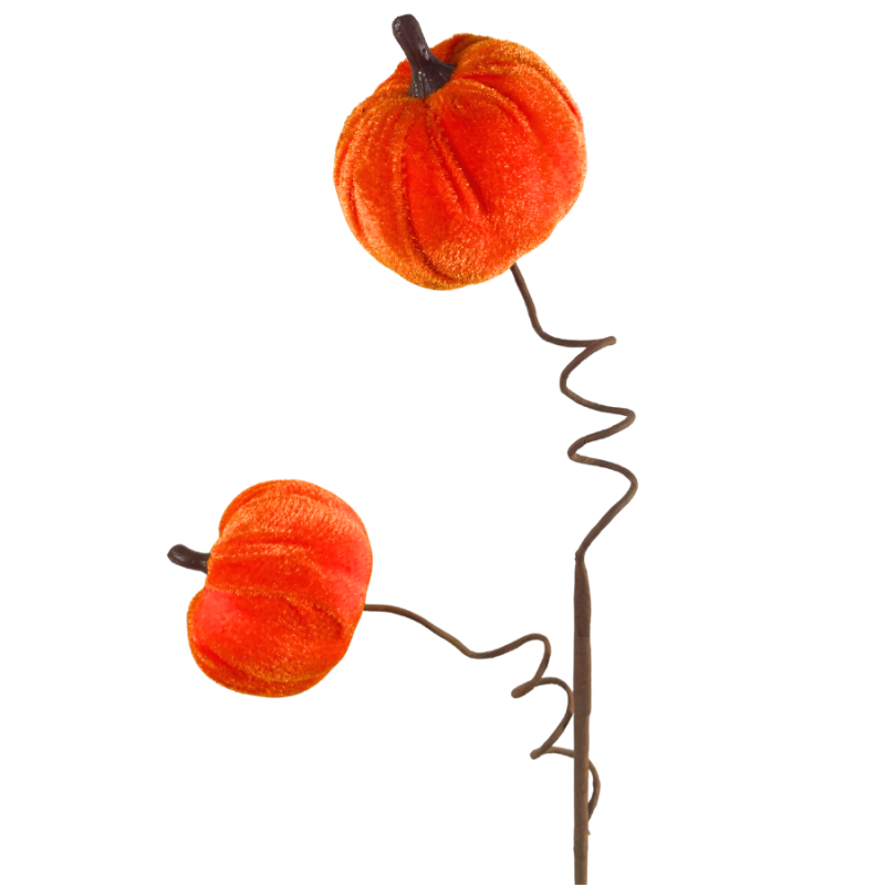 22" Double Velvet Pumpkin Pick