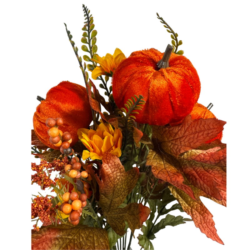 19" Fall Variety Bush with Pumpkins