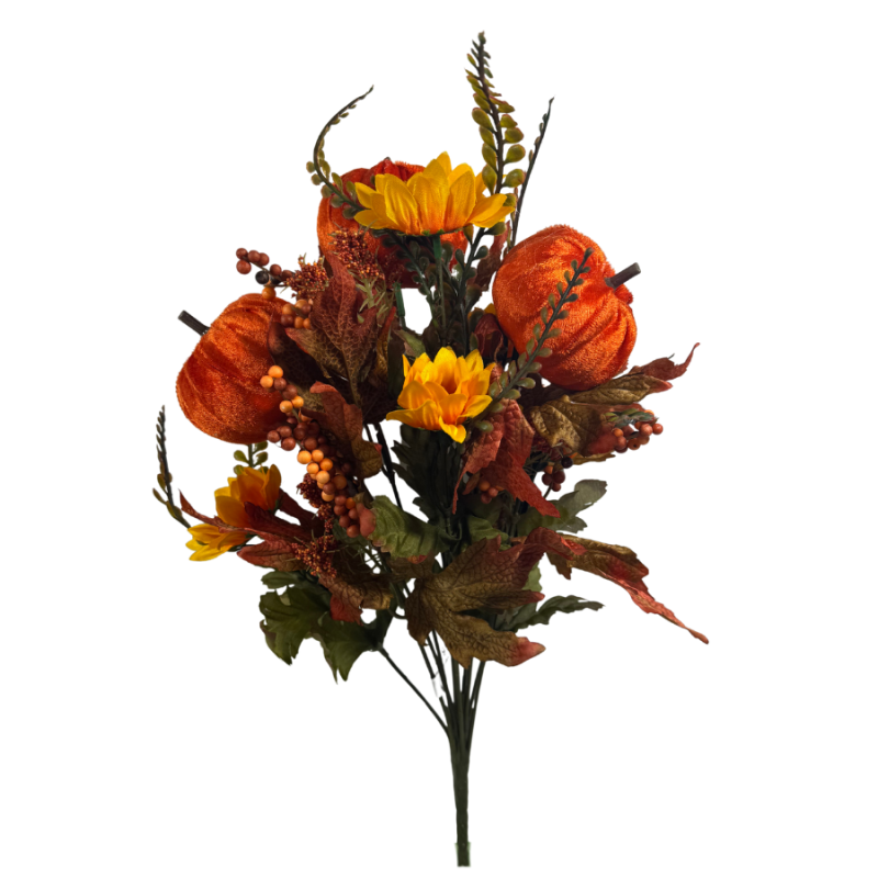 19" Fall Variety Bush with Pumpkins