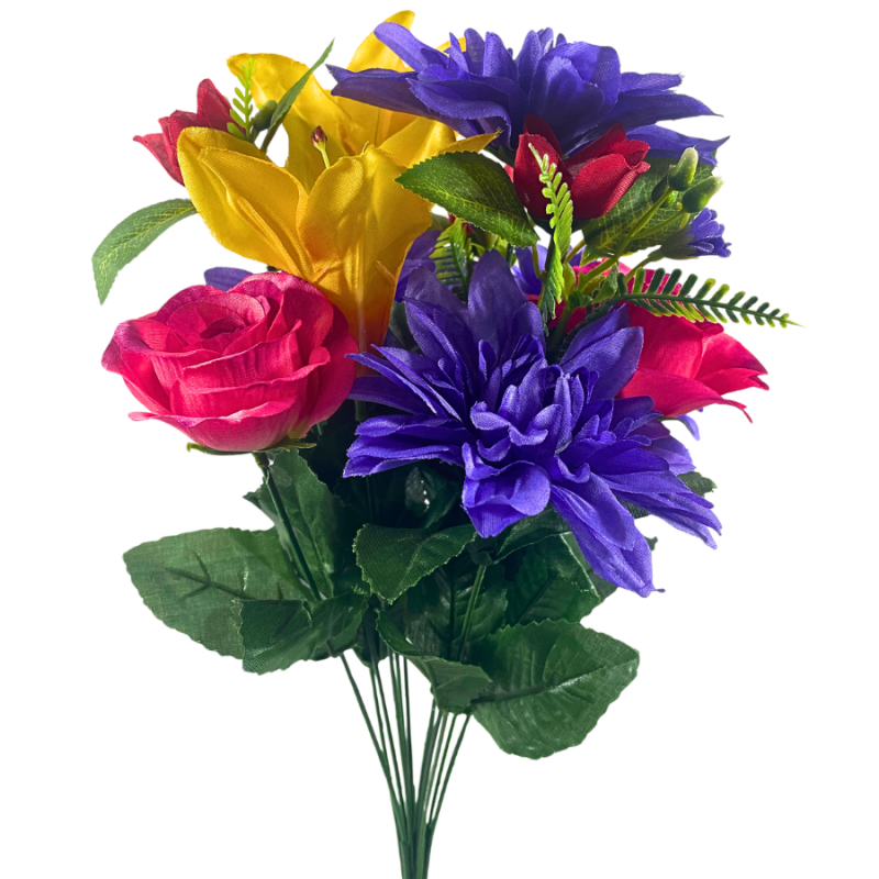 17" Pink, Purple & Yellow Floral Arrangement