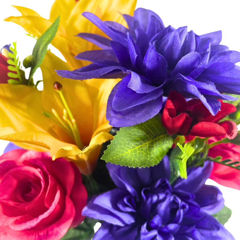 17" Pink, Purple & Yellow Floral Arrangement