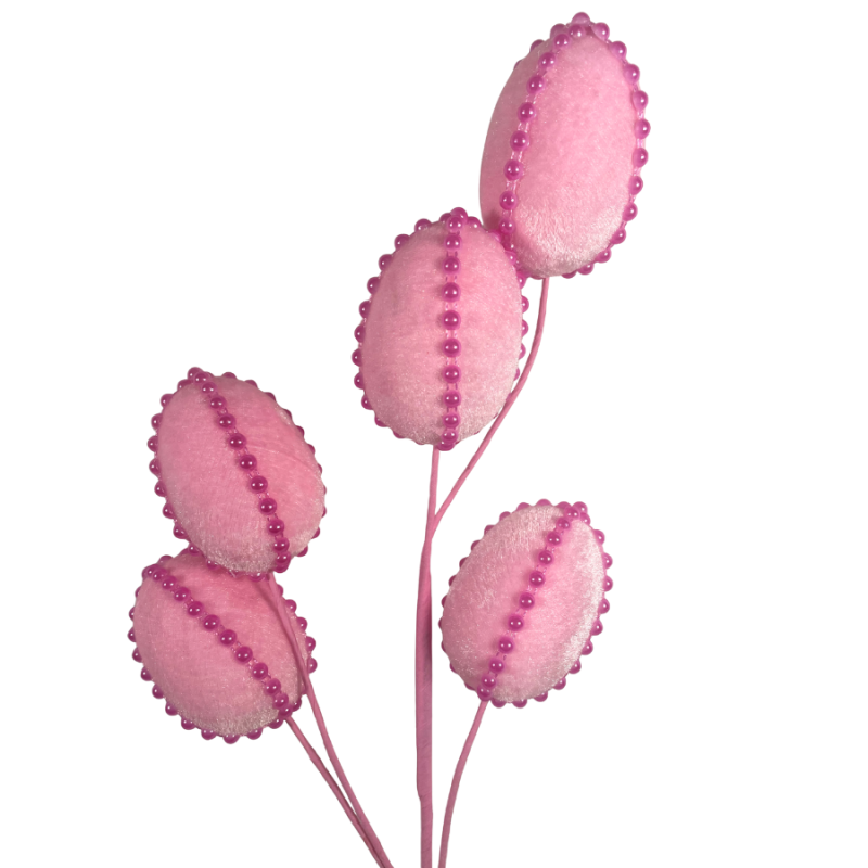 24" Pear Velvet Egg Spray - Pink