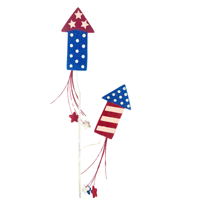 28" Patriotic Glitter Rocket Pick