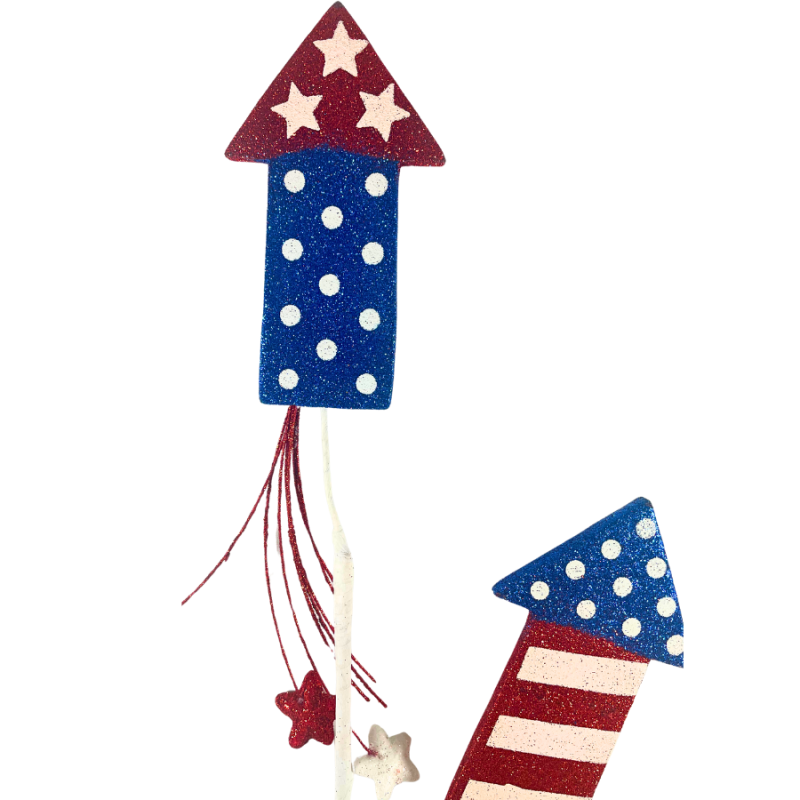 28" Patriotic Glitter Rocket Pick