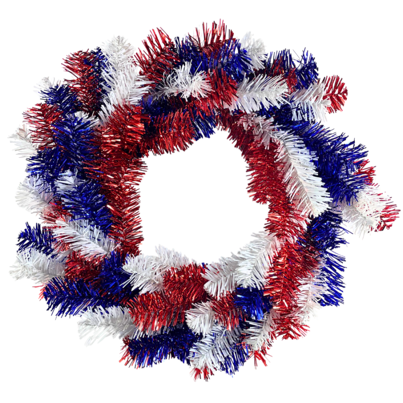 20" Red, White, & Blue Tinsel Wreath