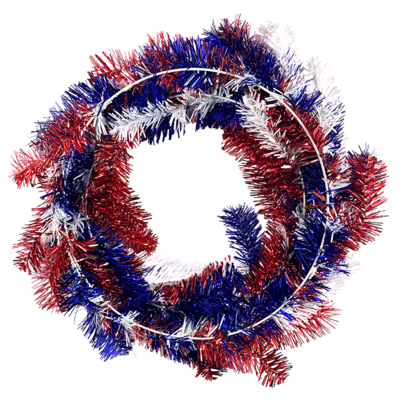 20" Red, White, & Blue Tinsel Wreath