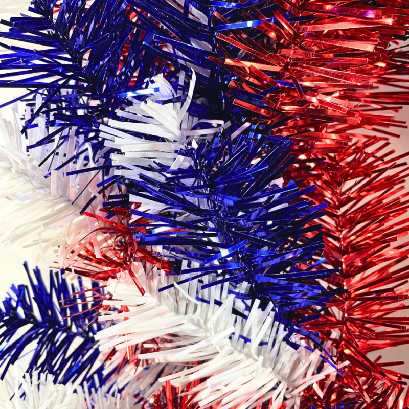 20" Red, White, & Blue Tinsel Wreath