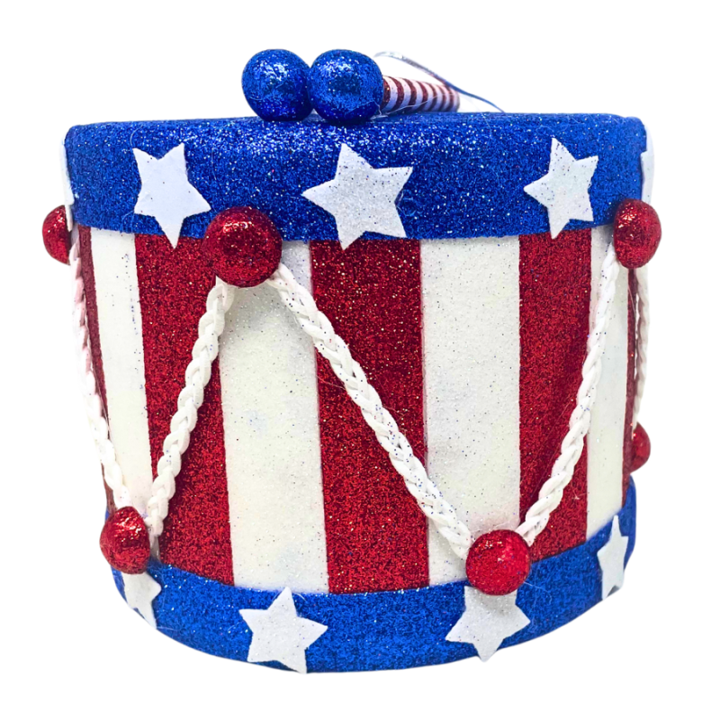 5" Glittered Patriotic Drum Ornament