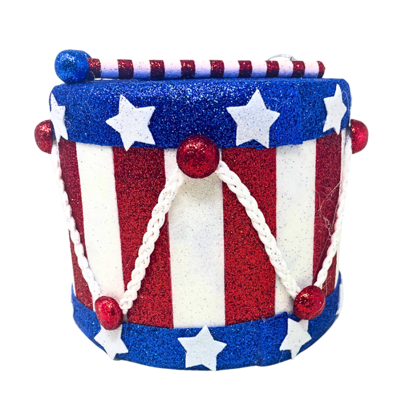 5" Glittered Patriotic Drum Ornament