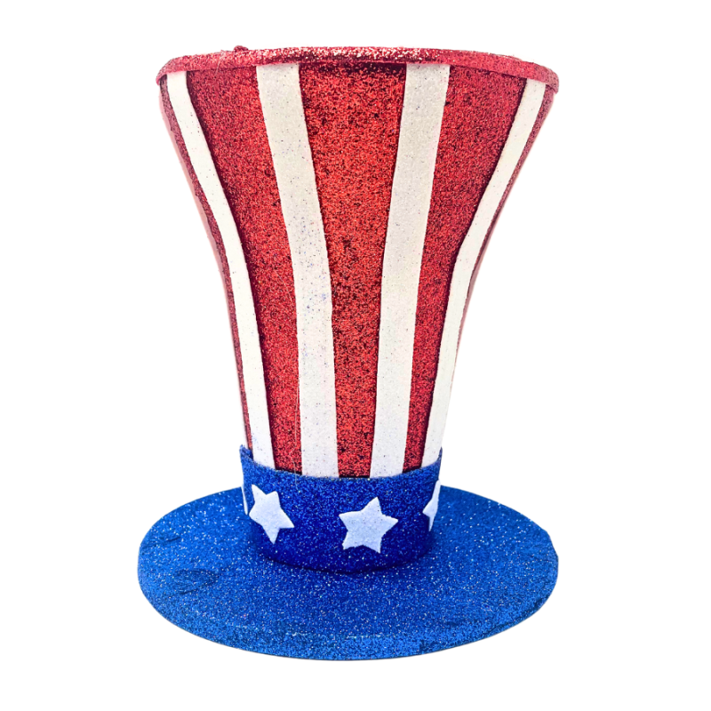 7.5" Glittered USA Top Hat Decor