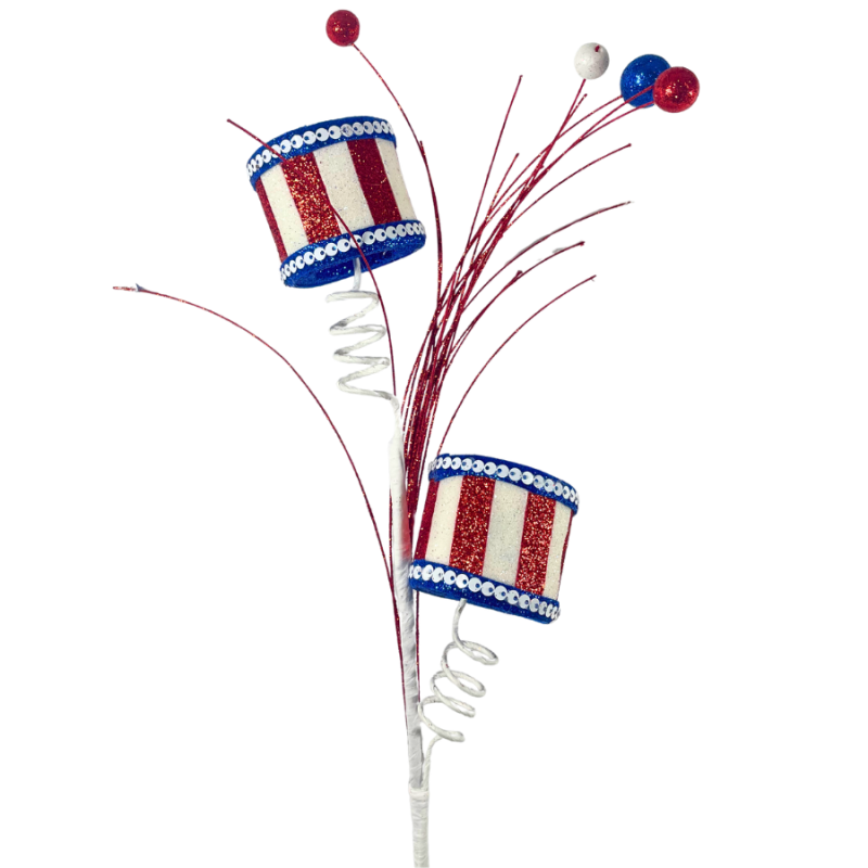 25" Patriotic Glitter Drum Spray