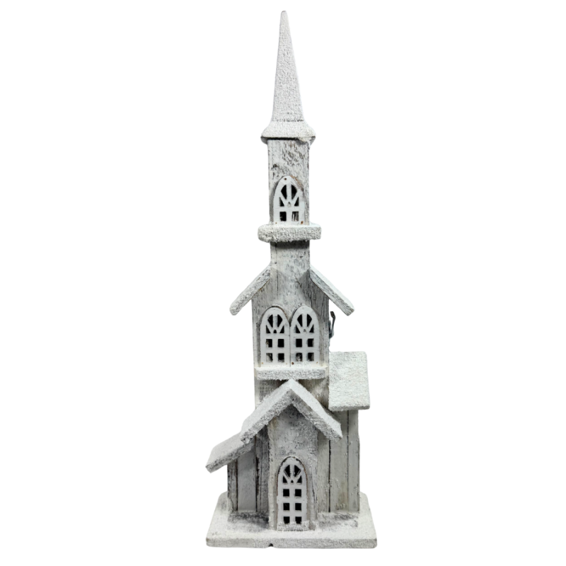 20.5" White Light-Up Church