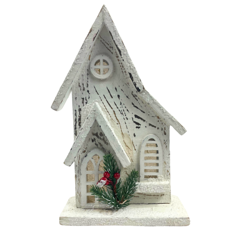 11" White Light-Up Cabin