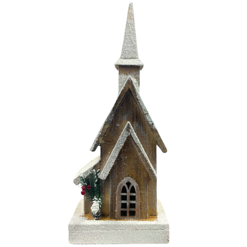 18" Brown Light-Up Cabin