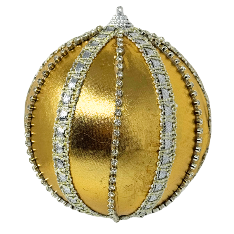 4" Gold Satin Ball with Jems Ornament