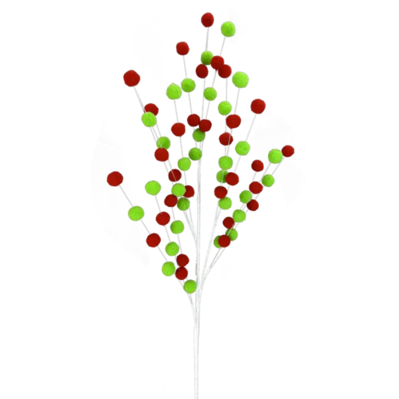 30" Felt Red & Green Pom-Pom Spray
