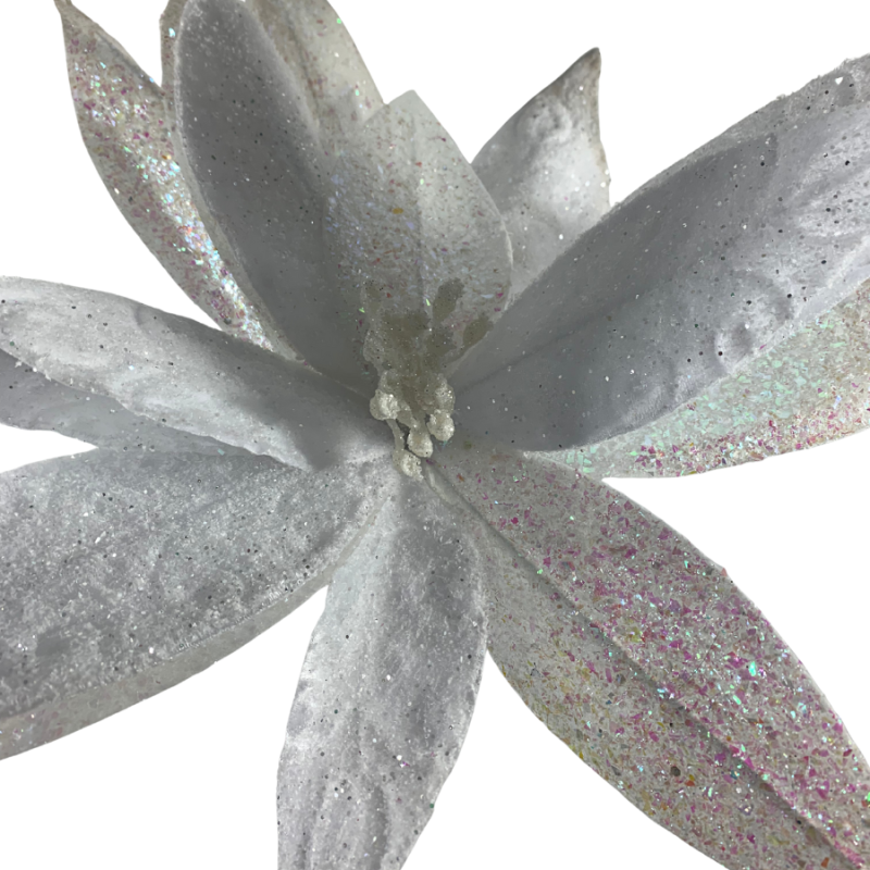 29" White Glitter Poinsettia