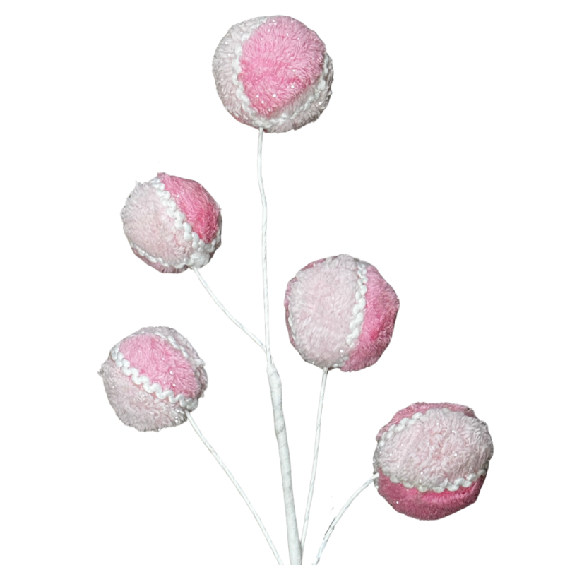 25.5" Pink & White Fuzzy Ball Pick