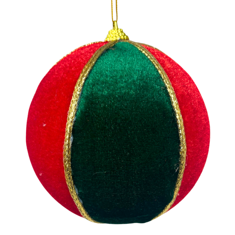 6" Red & Green Ornament w/ Gold Lining