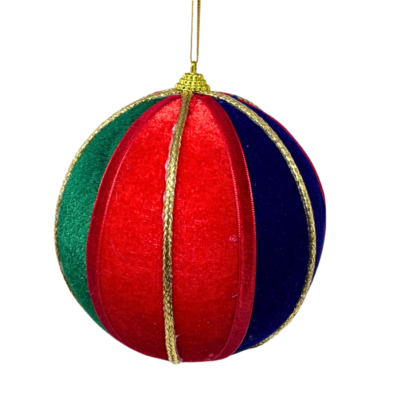 6" Red, Green, Blue & Gold Patterned Ornament