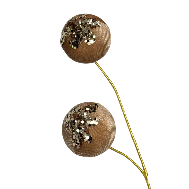 27" Velvet Balls w/ Sequins Spray- Tan