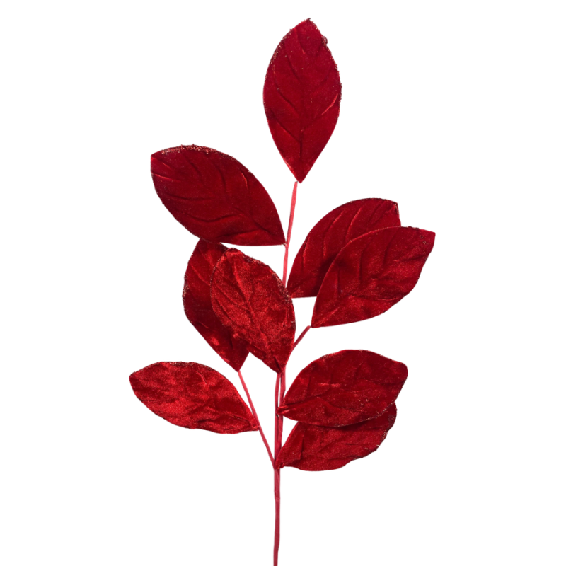 30" Velvet Leaf Spray - Red