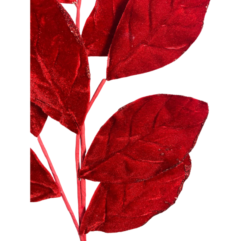 30" Velvet Leaf Spray - Red