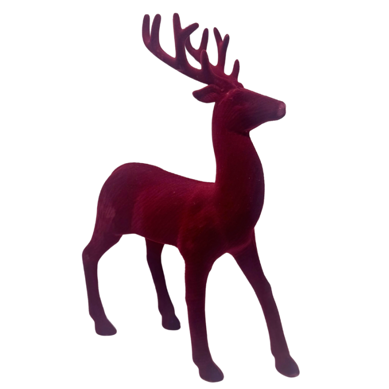 12.5" Burgundy Velvet Reindeer