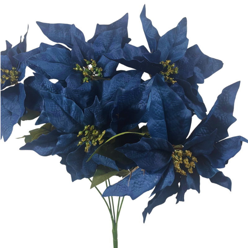 24" Navy Blue Poinsettia Bush