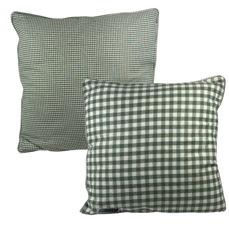 20" x 20" Double Sided Green Gingham Indoor Pillow
