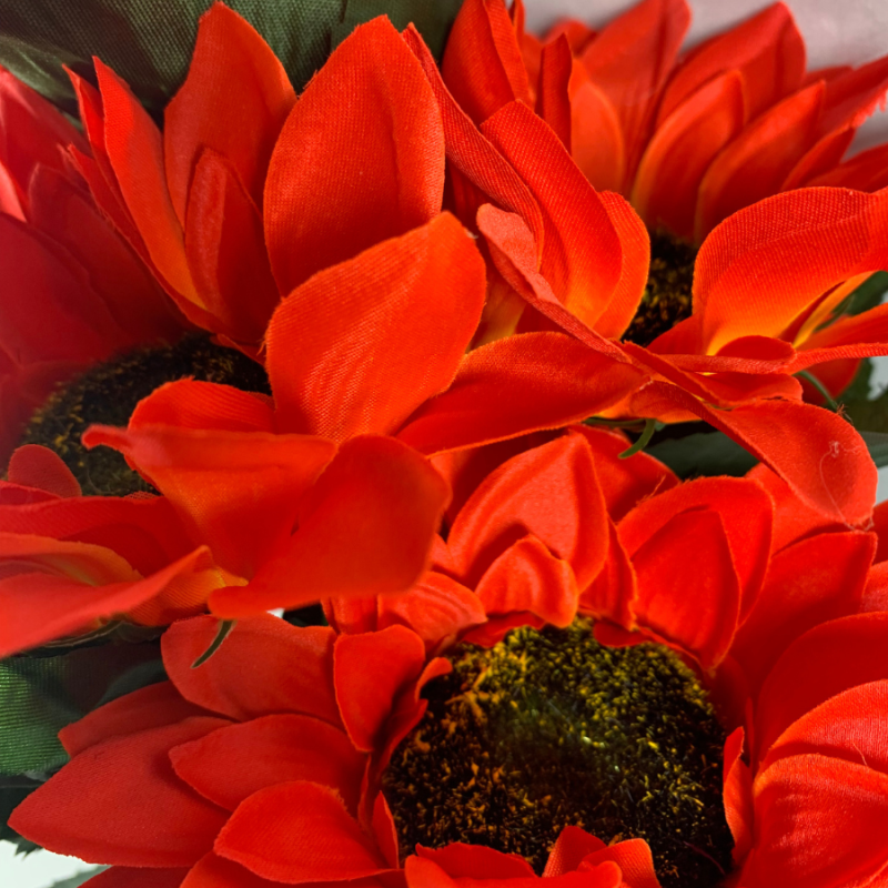 21" Red Sun Flower Bush