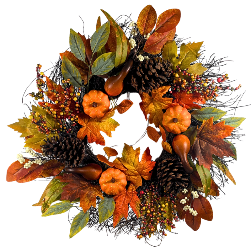24" Sunburst Pumpkin Wreath