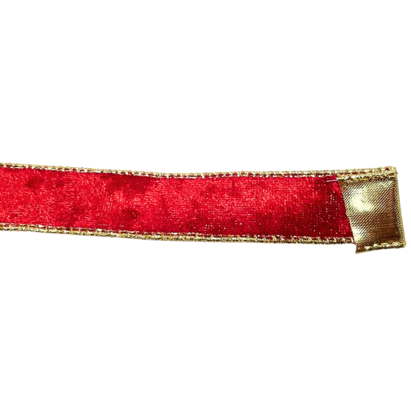 1" x 10yd Red Velvet w/ Gold Backing Ribbon