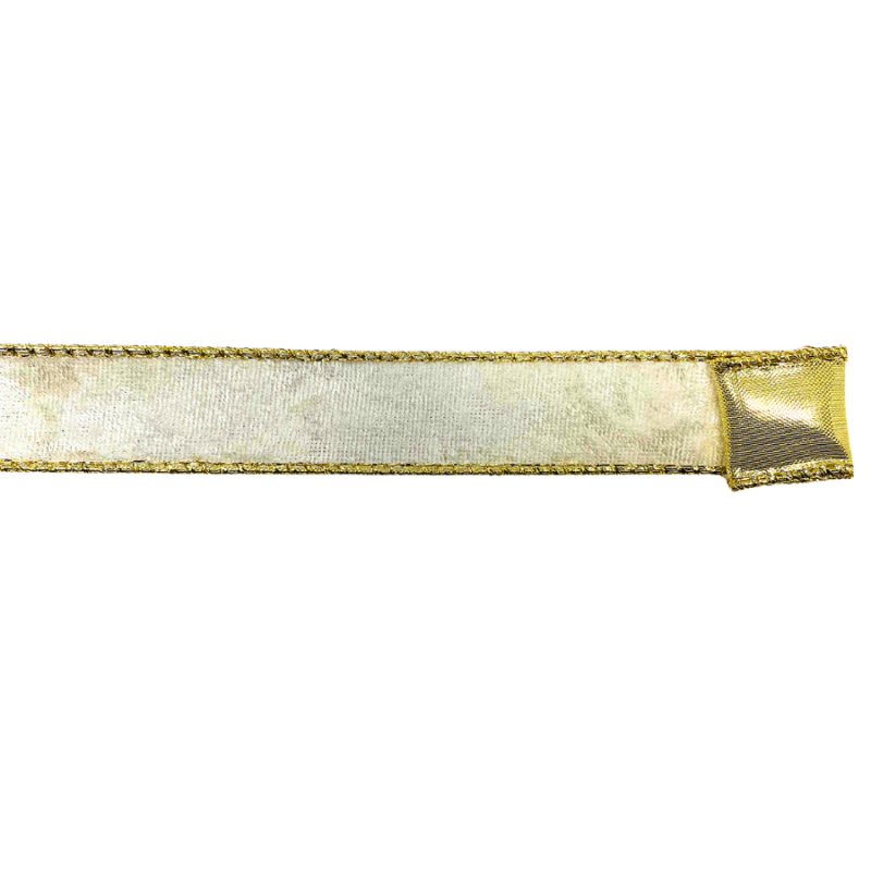 1" x 10yd White Velvet w/ Gold Backing Ribbon