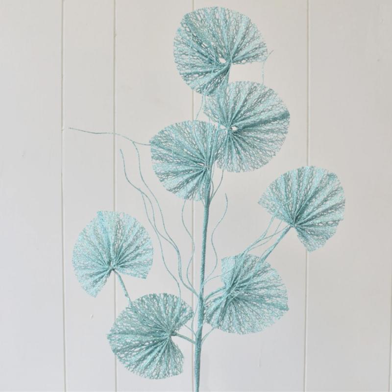 31" Coral Leaf Fan Spray - Aqua