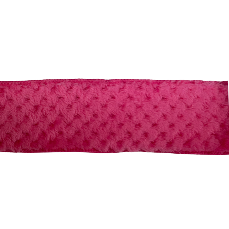 2.5"x10yds Sherpa Quatrefoil Pattern Ribbon- Hot Pink