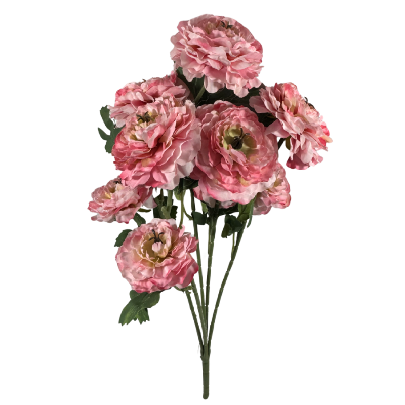 21" Ruffled Ranunculus Bush- Pink