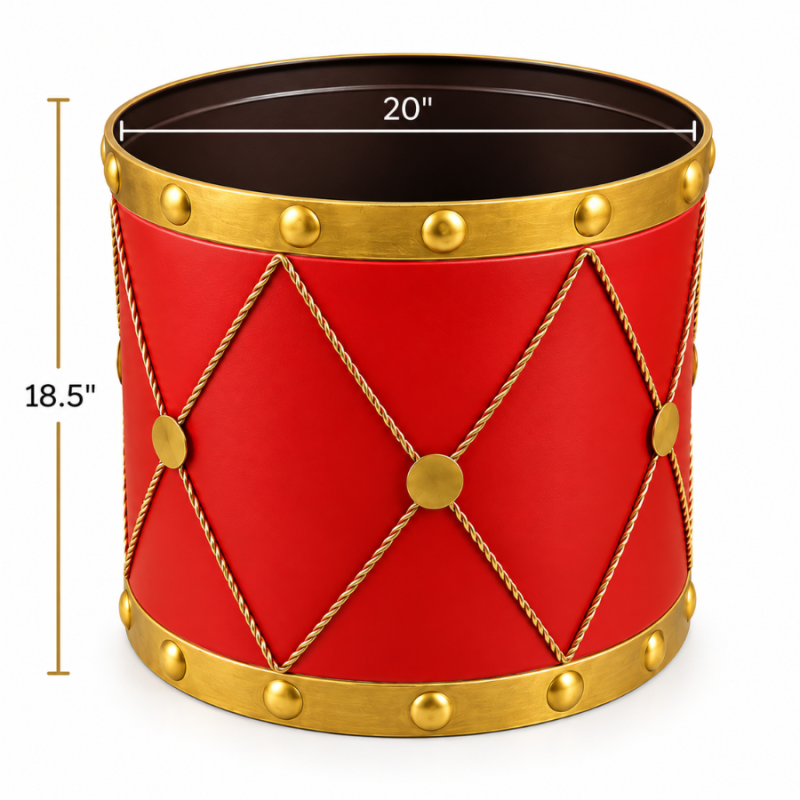 Red & Gold Metal Drum Planters - Set of 3