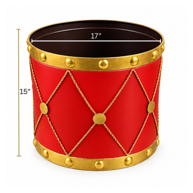 Red & Gold Metal Drum Planters - Set of 3