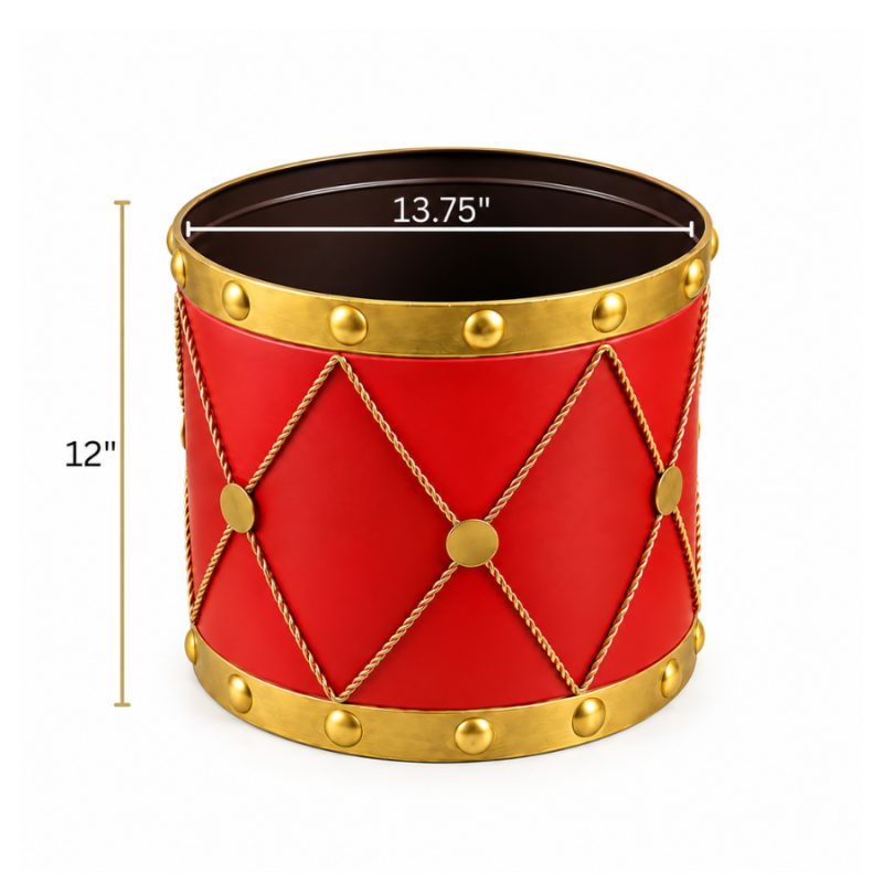 Red & Gold Metal Drum Planters - Set of 3