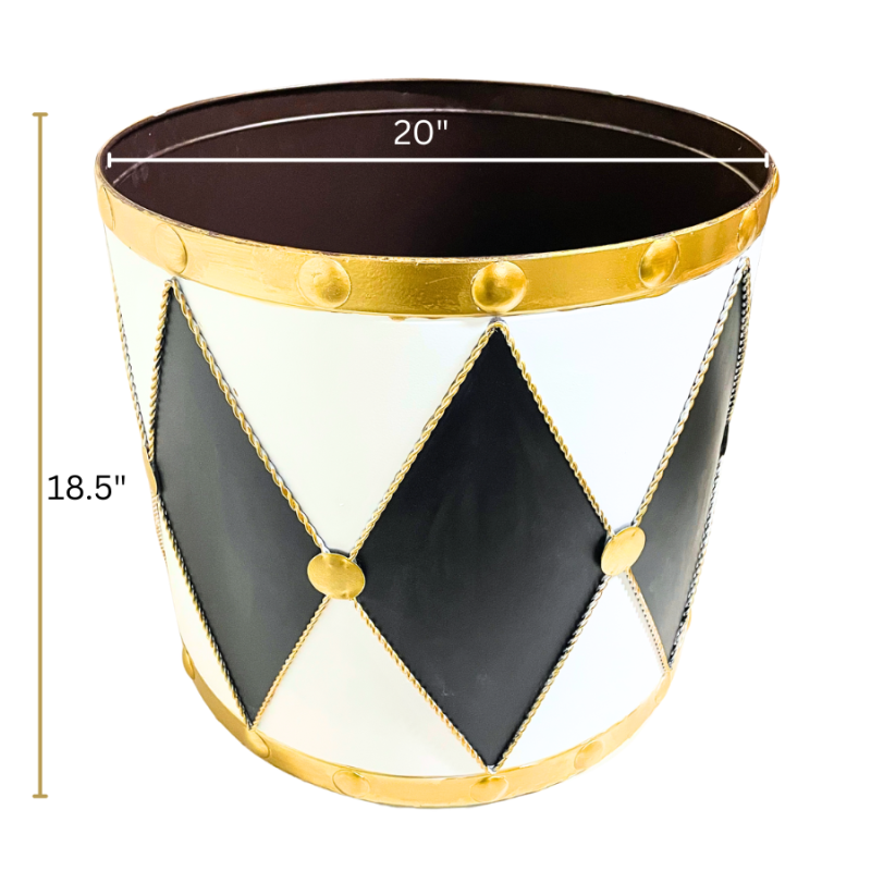 Black & White Metal Drum Planters - Set of 3