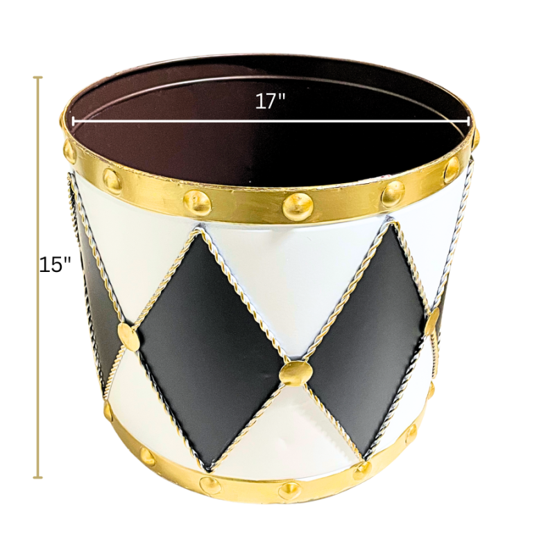 Black & White Metal Drum Planters - Set of 3